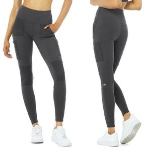 Alo Yoga Gray Pocket Cargo Leggings High Waisted Womens Size L